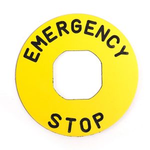Emas BET60P | Gele bedrukte pvc plaat | Emergency Stop